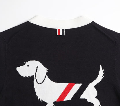 4-Bar Women Puppy jacquard sweater