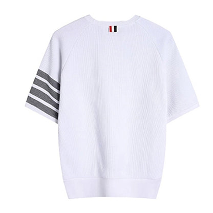 4-Bar Waffle crew neck T-shirt