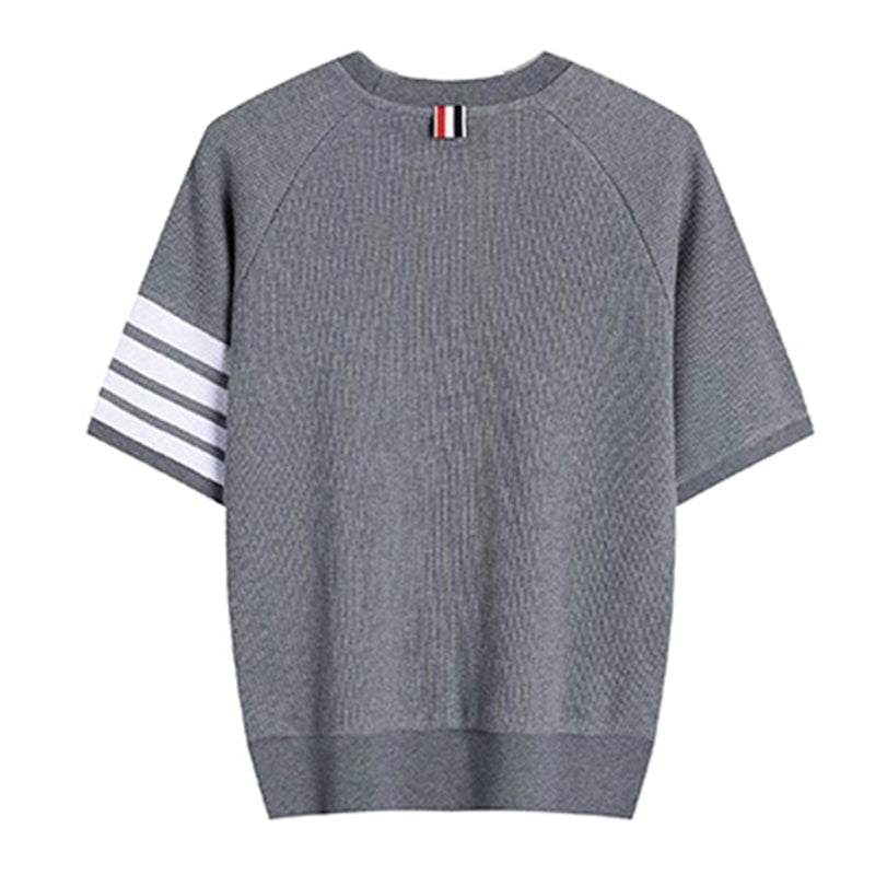 4-Bar Waffle crew neck T-shirt