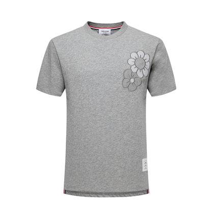 4-Bar Floral embroidery T-shirt