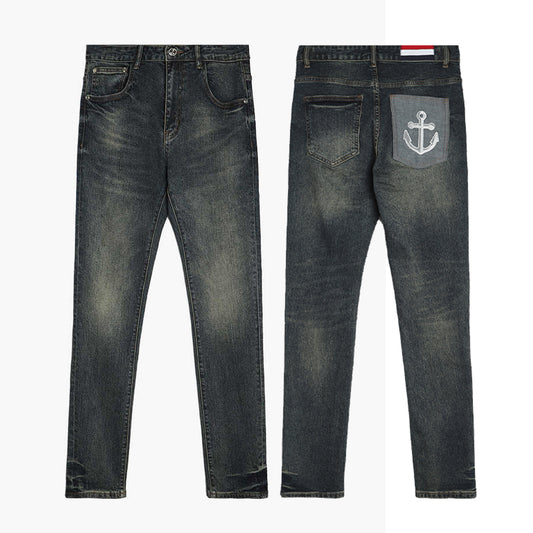 4-Bar Embroidery Jeans