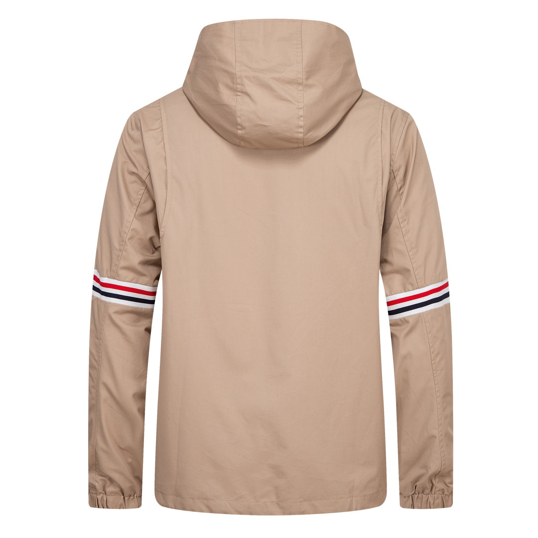 4-Bar Khaki Hooded Jacket