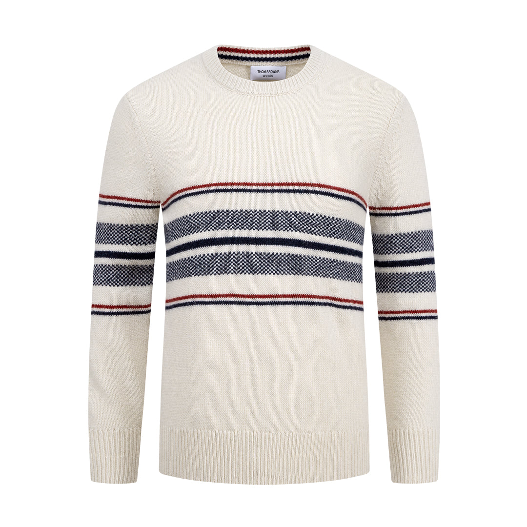 4-Bar Round neck wool sweater