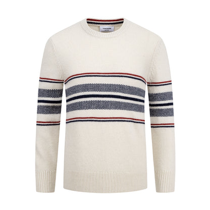 4-Bar Round neck wool sweater