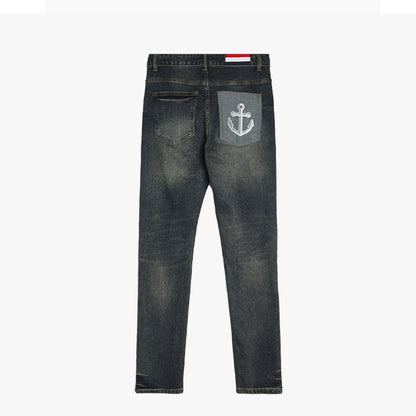 4-Bar Embroidery Jeans