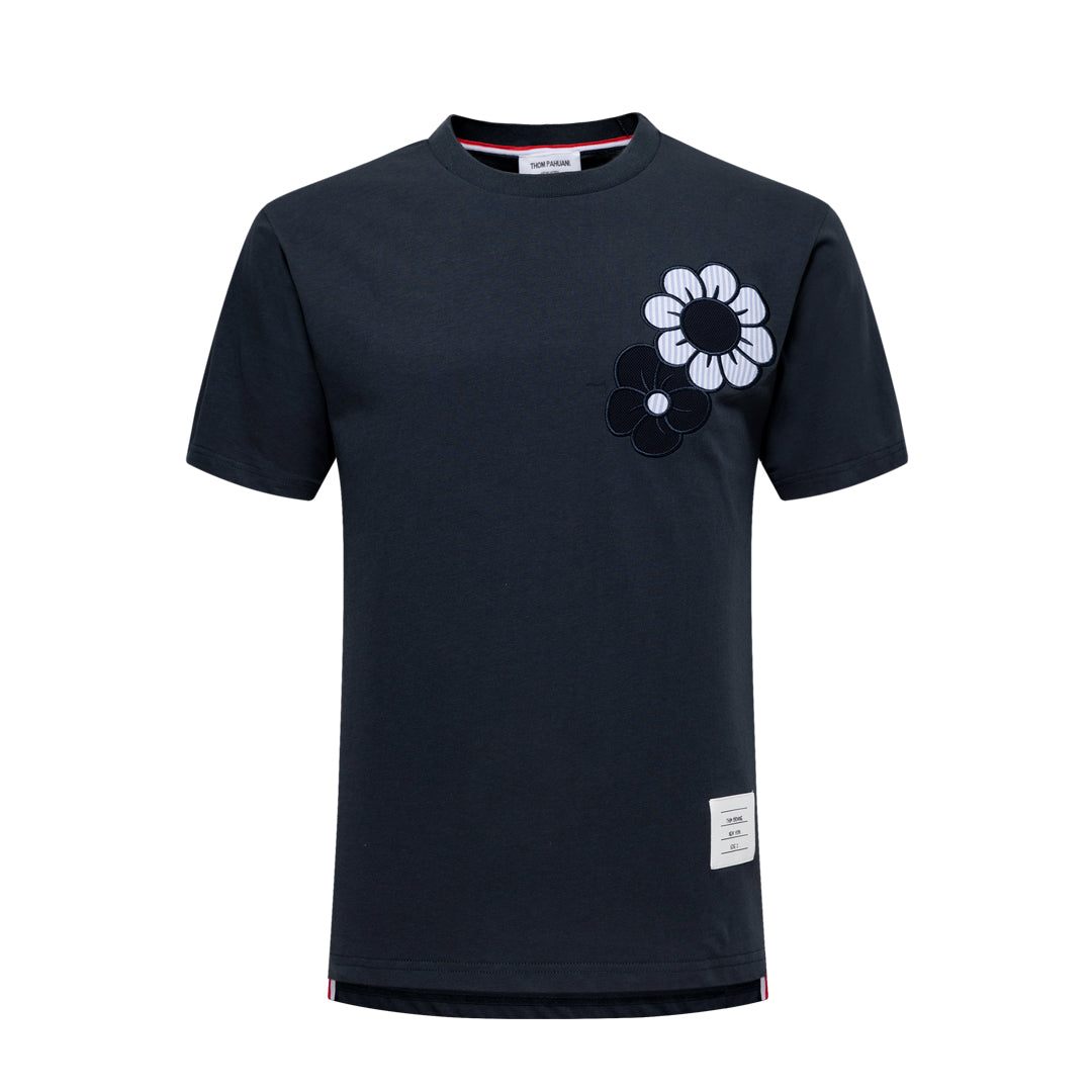 4-Bar Floral embroidery T-shirt