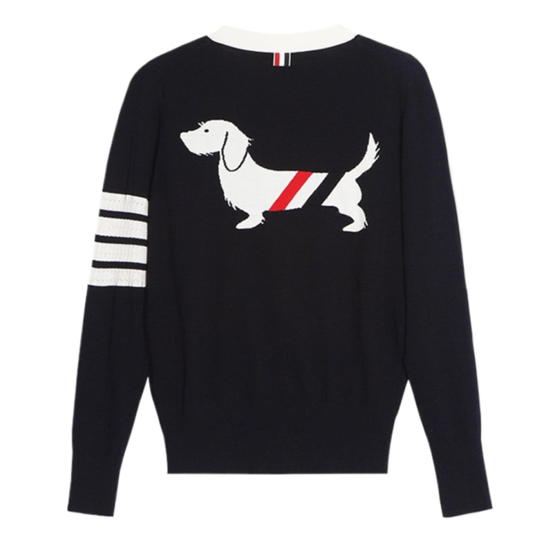 4-Bar Women Puppy jacquard sweater