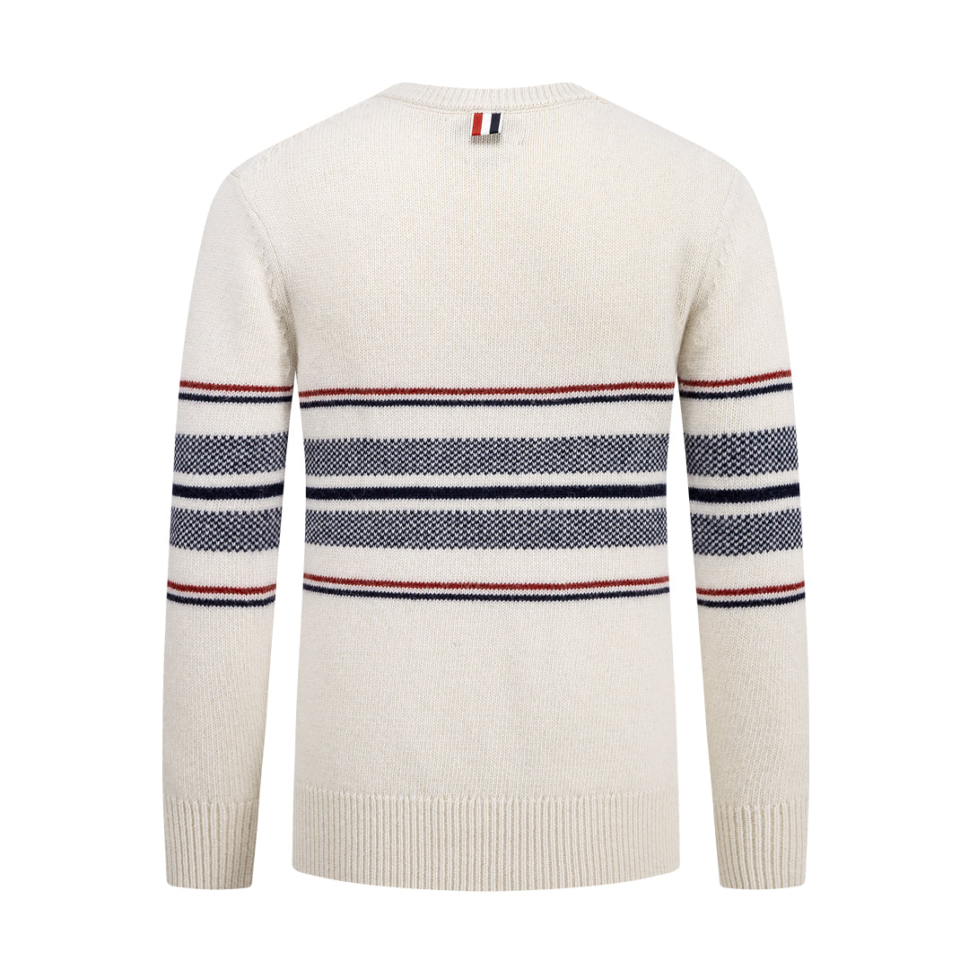 4-Bar Round neck wool sweater