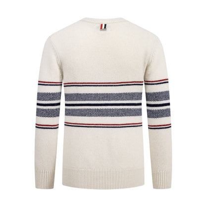 4-Bar Round neck wool sweater