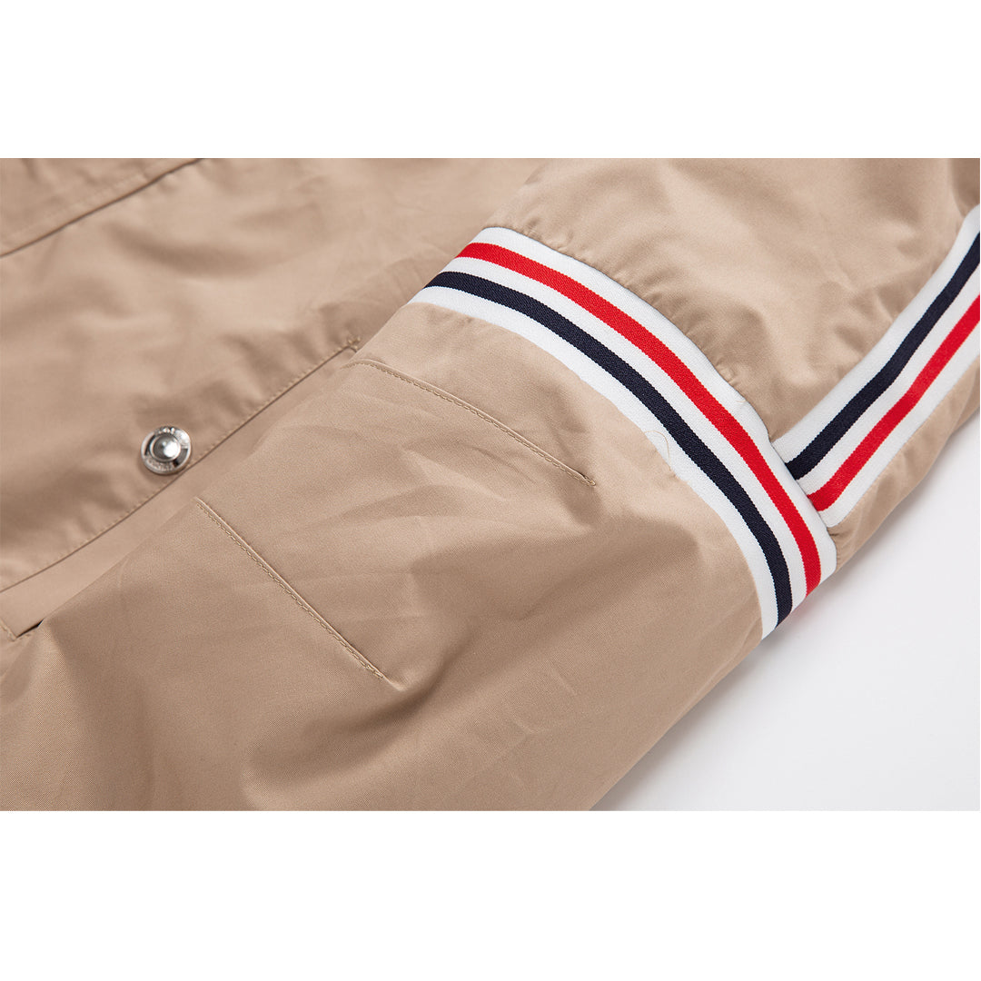 4-Bar Khaki Hooded Jacket