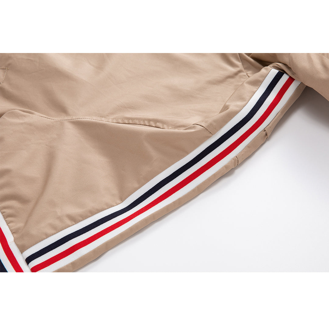 4-Bar Khaki Hooded Jacket