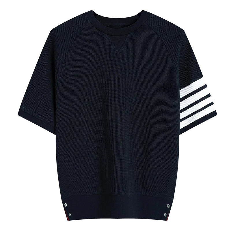 4-Bar Waffle crew neck T-shirt